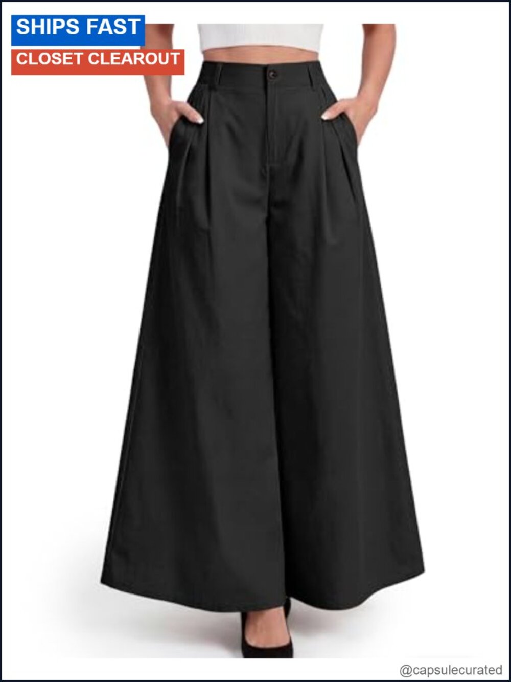 High Waisted Wide Leg Palazzo Pants Pleated Business Casual Work Trousers